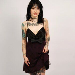 Y2K Sparkly Mini Gown (S) small purple black vintage homecoming prom whimsygoth